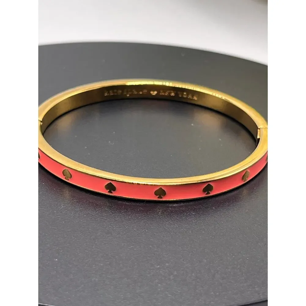 Kate Spade New York Pink‎ Enamel Golf Spades Bangle Bracelet Spot The Spade - Picture 4 of 7